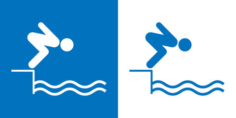 Icono plano prueba natacion azul - obrazy, fototapety, plakaty