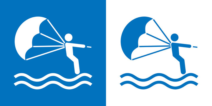 Icono plano kitesurf azul