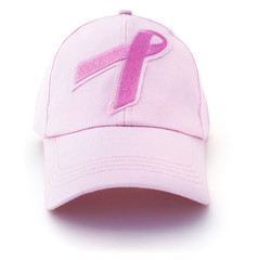 
Isolated breast cancer awareness cap on a white background.