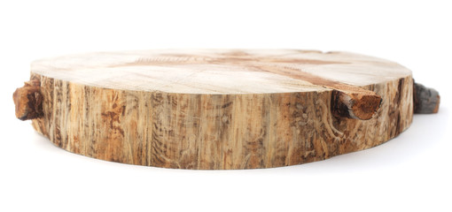 Isolated tree stump on a white background.