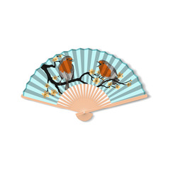 Fan for kabuki dance. Geisha accessories. Fan with the image of