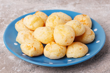 Brazilian snack cheese bread (pao de queijo) on plate