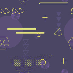 Trendy geometric elements memphis seamless background. Retro style texture, pattern and geometric elements. Modern abstract design poster, cover, card design.