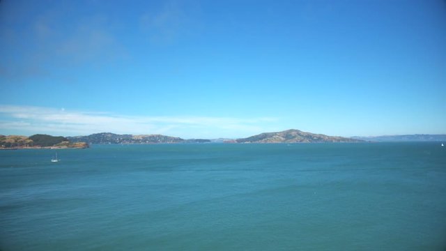 Golden Gate Bridge Pan Left. Panning Left from Alcatraz prison to the Golden Gate Bridge in San Fransisco California
