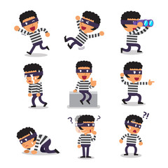 Cartoon thief character poses