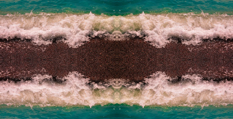 Kaleidoscopic pattern of emerald curly sea waves