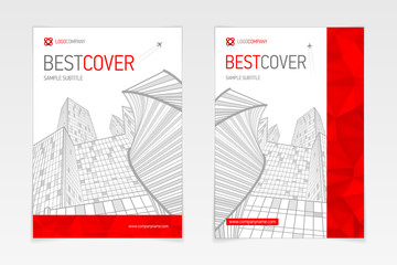 Cover booklet booklet business and architecture, modern design, red and grey, vector sample design