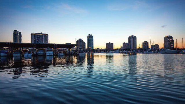 St. Petersburg, Florida Skyline and Marina Cityscape - Time Lapse
