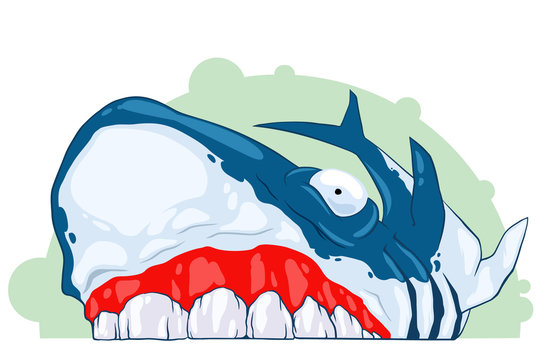 Crazy shark sticker vector concept