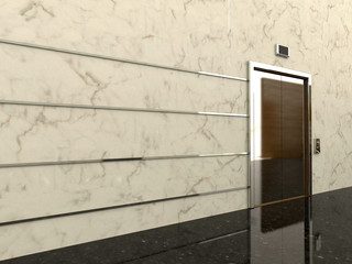 3d rendering of a lobby with lift