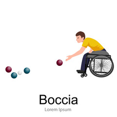Disabled Athlete On Wheelchair Play Boccia Sport Competition Vector