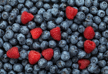 blueberries and raspberries