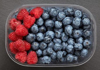 Blueberries and raspberries