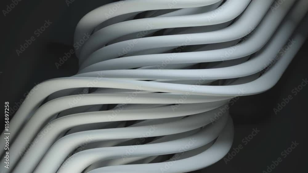 Poster 3d rendering abstract background with loopable rotation of twisted vertical cylinders