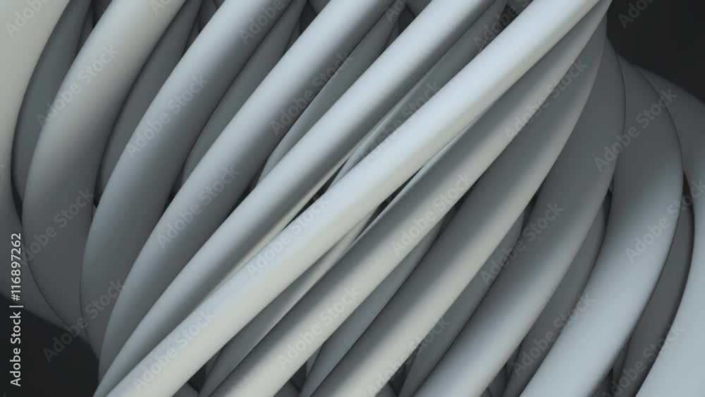 Poster 3d rendering abstract background with loopable rotation of twisted vertical cylinders