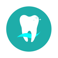 White tooth in a circle dental logo