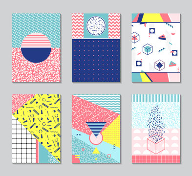 Abstract memphis style cards.