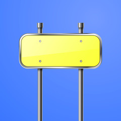 Yellow blank road sign. Vector illustration.
