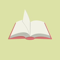 Opened book with blank pages. Isolated on yellow background. Vector illustration, eps 8.
