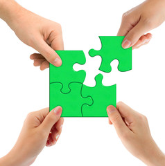 Hands and puzzle