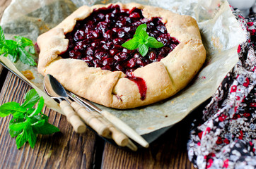 Galette with cherries and chocolate