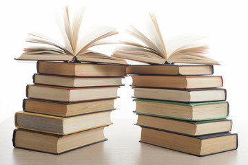 Stack of books isolated on white background. Education concept. Back to school.