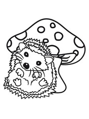 love tired mushroom fly agaric forest sitting buddies child baby offspring sweet little cute hedgehog