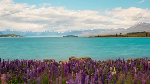 New Zealand Mountain Lake Landscape Time Lapse.