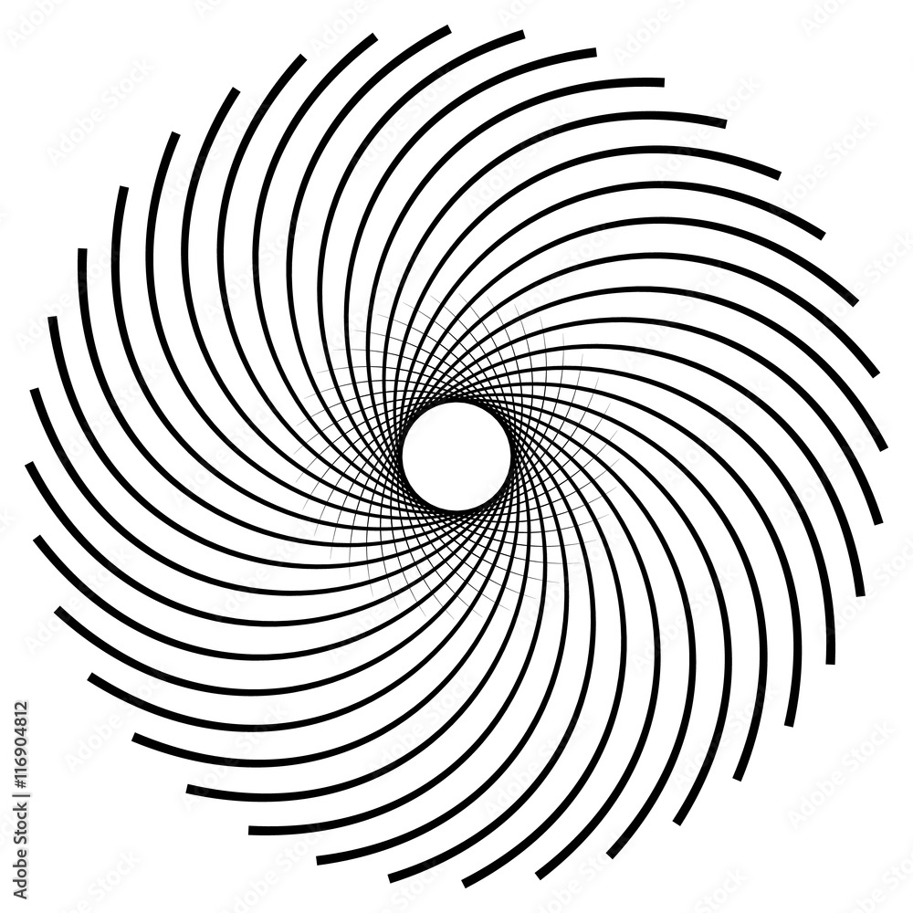 Poster circular element made of radial lines. abstract geometric shape