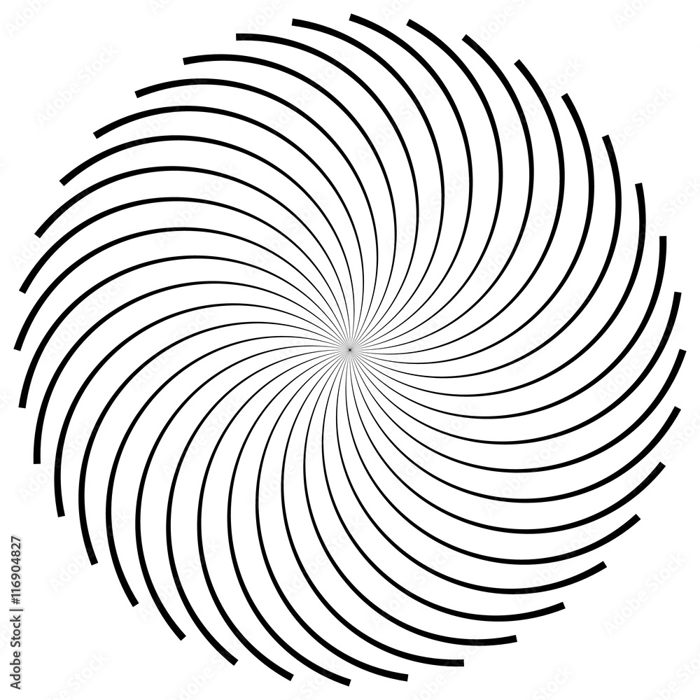Poster circular element made of radial lines. abstract geometric shape