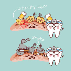 tooth with beer and smoke