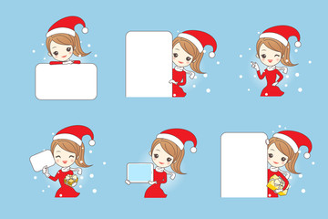 christmas Cartoon happy shopping woman