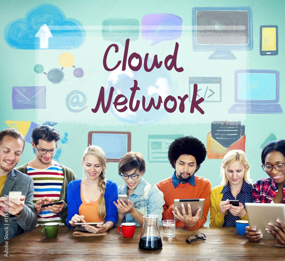 Poster cloud network computing digital information concept