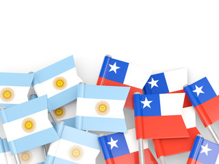 Flags of Argentina and Chile isolated on white