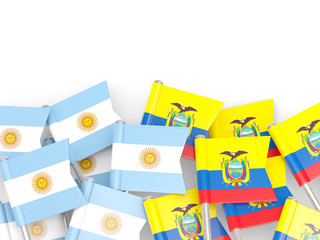 Flags of Argentina and Ecuador isolated on white