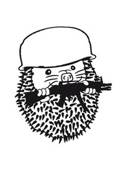 war weapons, soldier, army army fighting shoot machinegun comic cartoon sweet little cute hedgehog ball