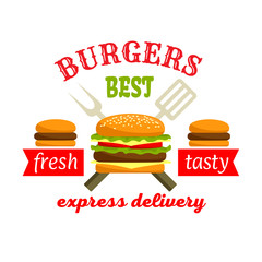 Burgers Express Delivery. Fastfood label design