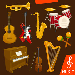 Wind and strings musical instruments