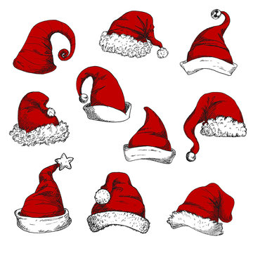 Santa christmas red hats set