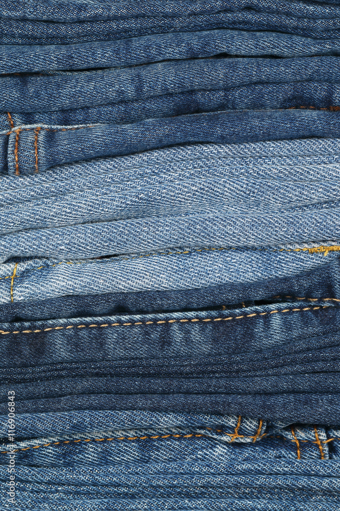 Poster stack of folding  jeans for pattern and background