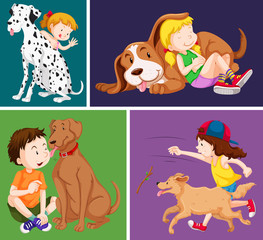 Children and cute dogs