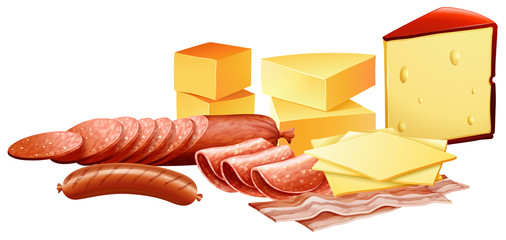 Cheese and different kinds of meat products
