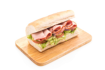 Ham and salad submarine sandwich