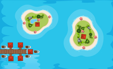 Aerial view of two islands in the sea