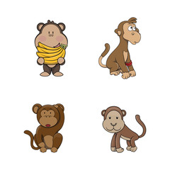 Obraz na płótnie Canvas monkey illustration design collection