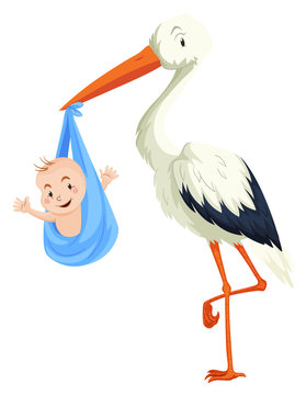 Crane delivering baby boy
