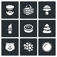Vector Set of Gathering in the Forest Icons.