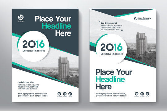 Green Color Scheme with City Background Business Book Cover Design Template in A4. Can be adapt to Brochure, Annual Report, Magazine,Poster, Corporate Presentation, Portfolio, Flyer, Banner, Website.