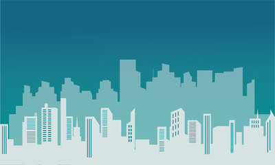 Silhouette of beautiful buildings scenery
