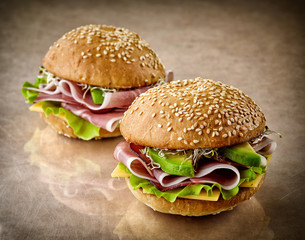 two fresh breakfast sandwiches
